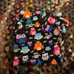 Owl Halloween scrub top